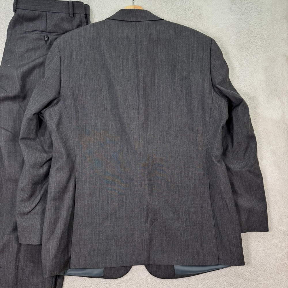 JOS A BANK TRAVELER Mens Wool Suit 46R Dark Gray Tailored Fit Pants 38x28 Casual - Picture 10 of 16